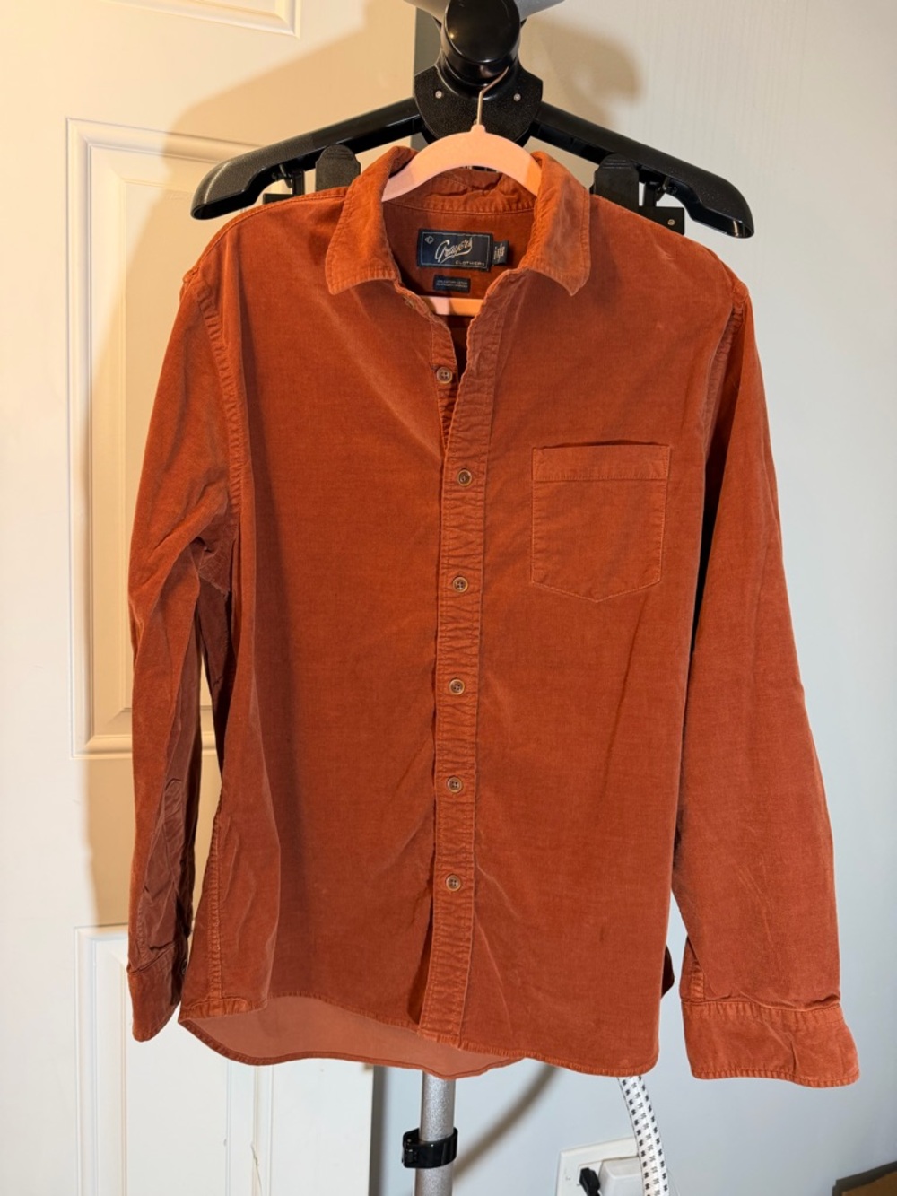 Grayers Men's Corduroy Button-Down Shirt in Rust